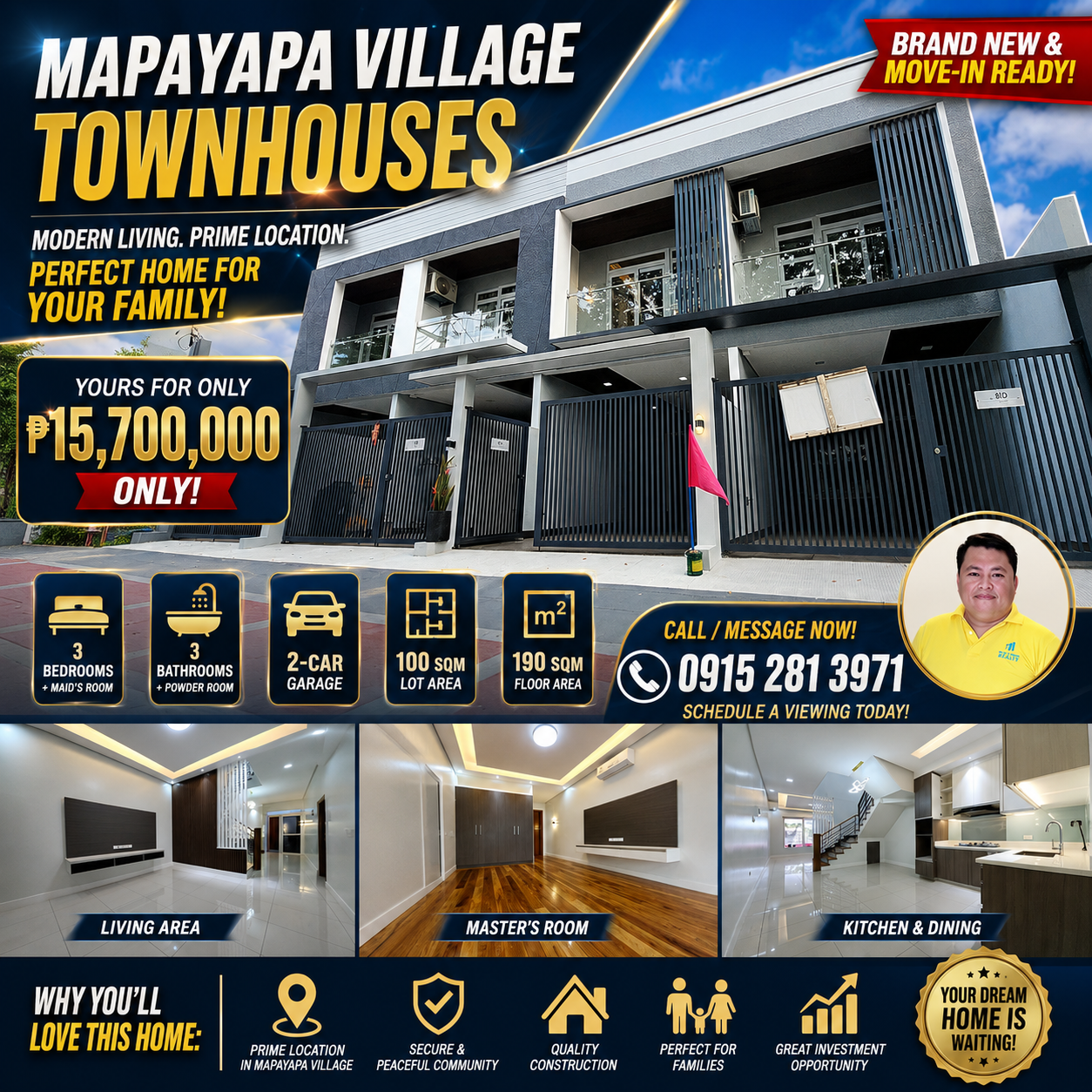🏡 Brand New 4BR Townhouse for Sale in Mapayapa Village Commonwealth QC | 190sqm | 2-Car Garage | Near UP Diliman